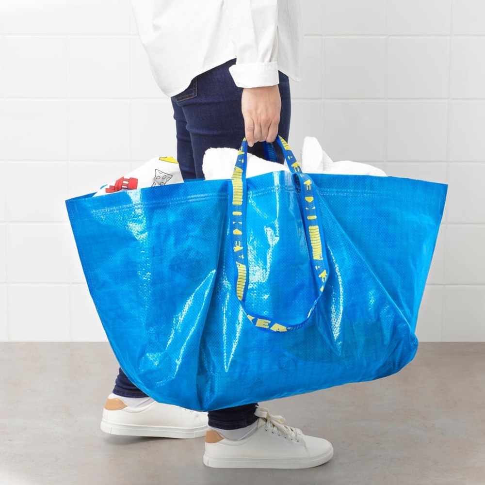 Set of 2 IKEA Frakta Large Blue Reusable Shopping Tote Bags NEW - Picture 5 of 9